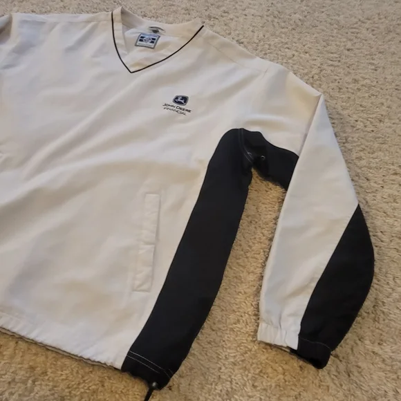 Beige John Deere Financial Polyester Wind Breaker / Light Jacket Pullover - Picture 5 of 8